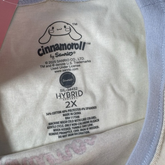 NWT Sanrio Cinnamoroll Loungewear Set 2XL Cream Blue Ringer Tee & Shorts - Picture 2 of 9